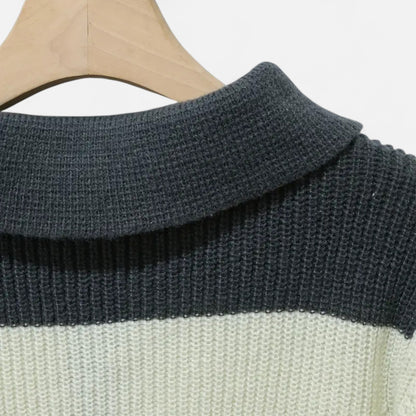 Donlois | Men’s Sweater – Preppy Striped Zip-Up Elegance