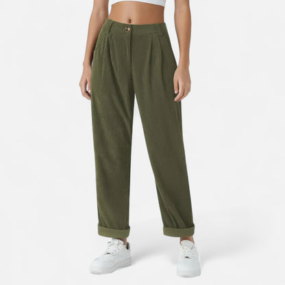 Donlois | Women’s Wide-Leg Pants – Refined Navy Corduroy