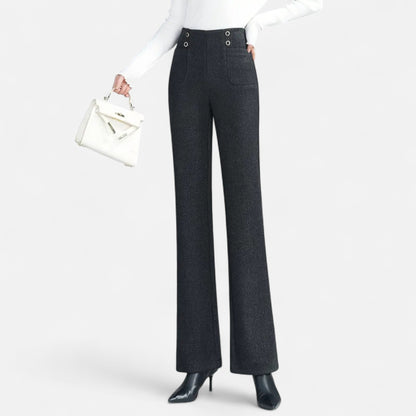 Donlois | Women’s Pants – Classic Tweed Straight-Leg Heritage Style
