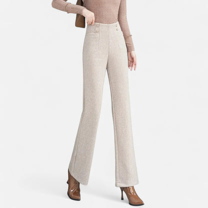Donlois | Women’s Pants – Classic Tweed Straight-Leg Heritage Style