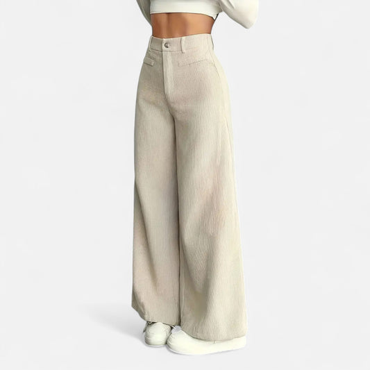 Donlois | Women’s Trousers – Elegant High-Waisted Wide-Leg Style