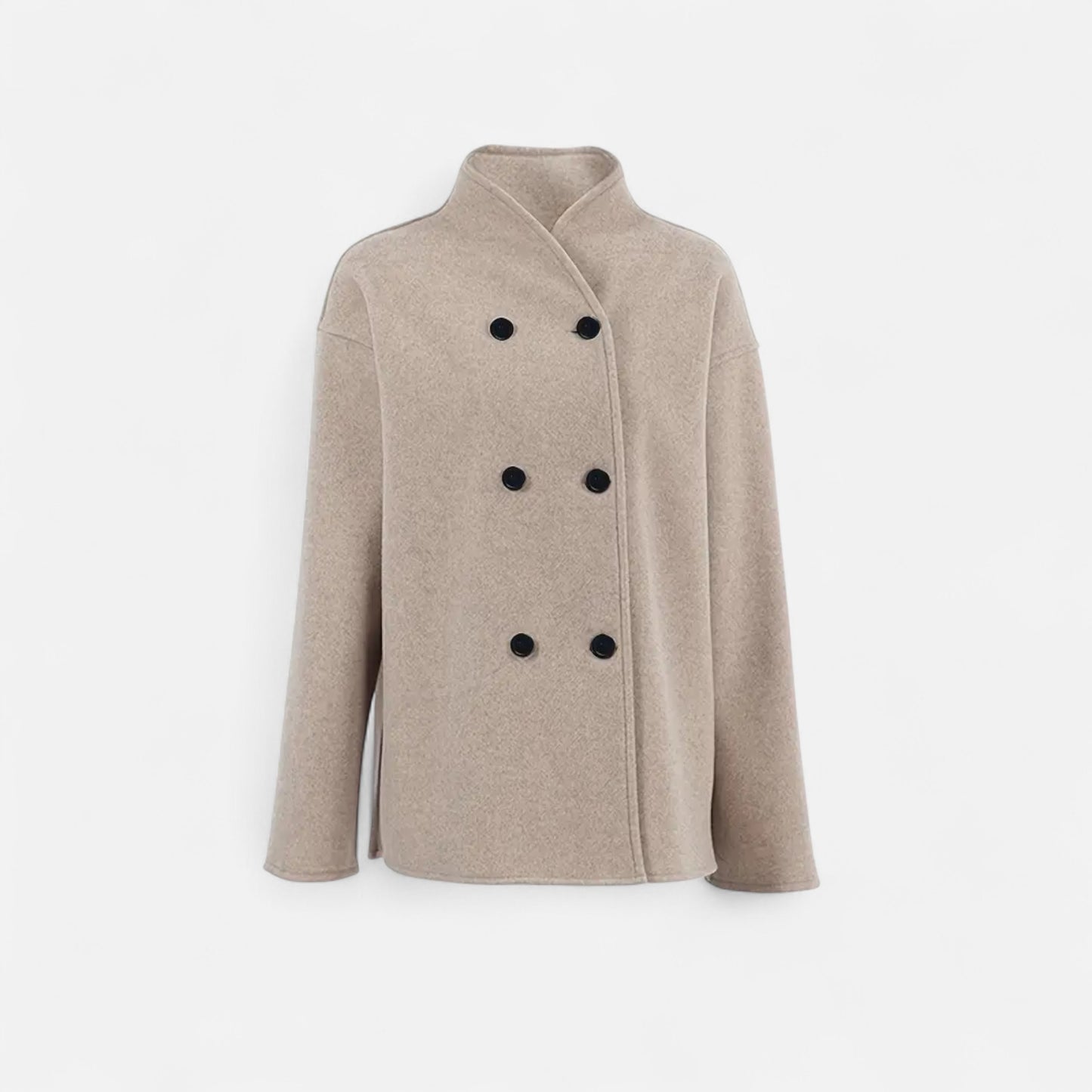 Donlois | Women’s Coat – Elegant Double-Breasted Beige Style