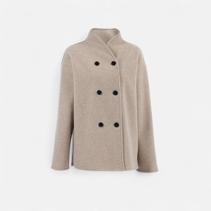 Donlois | Women’s Coat – Elegant Double-Breasted Beige Style