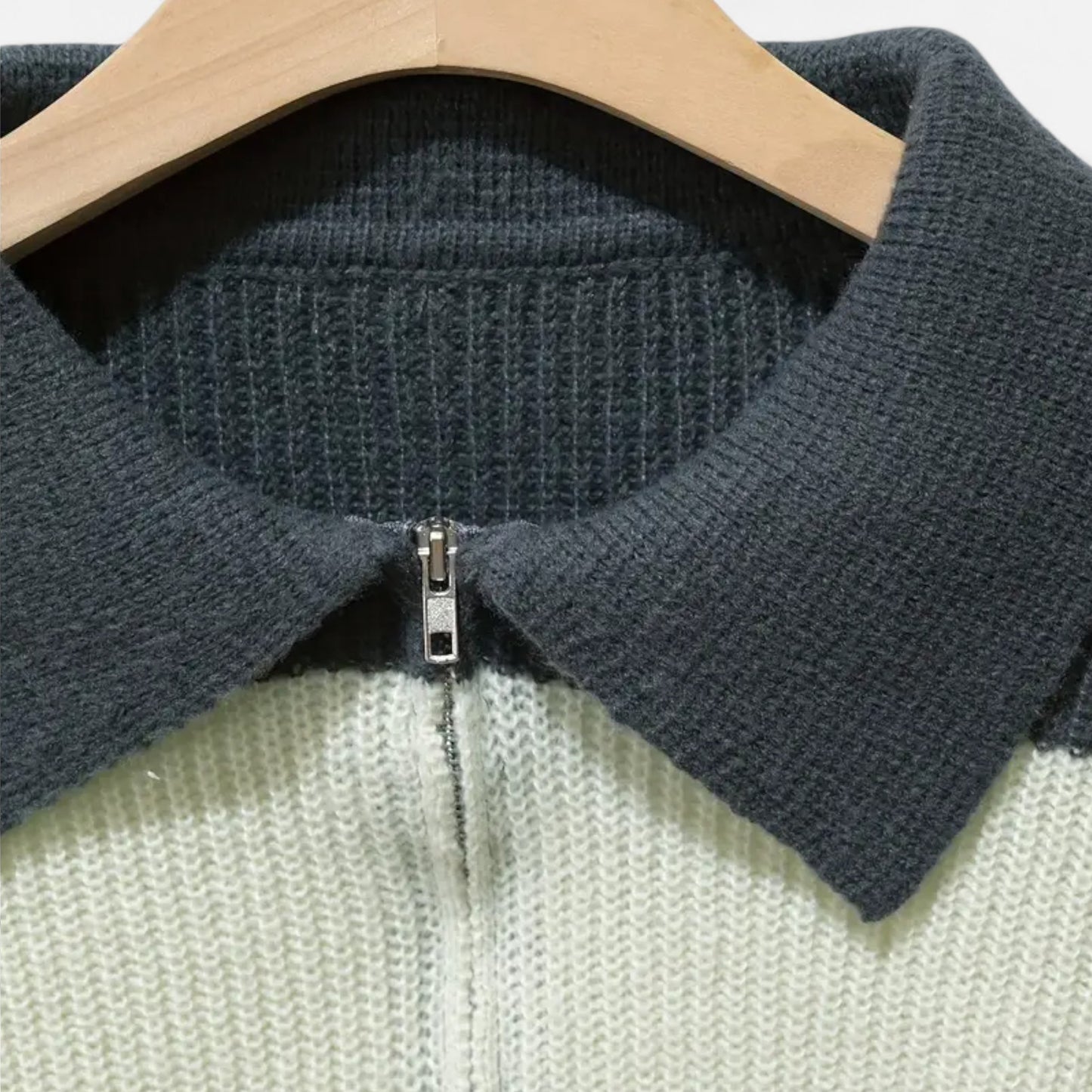 Donlois | Men’s Sweater – Preppy Striped Zip-Up Elegance