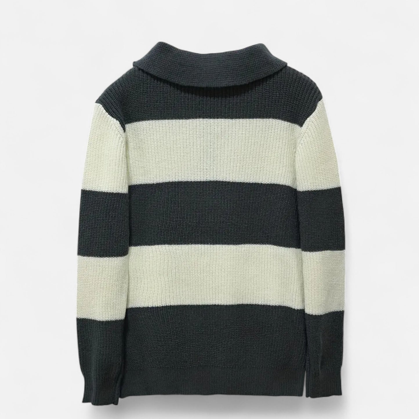Donlois | Men’s Sweater – Preppy Striped Zip-Up Elegance