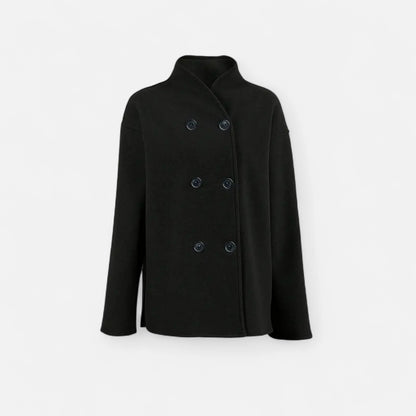 Donlois | Women’s Coat – Elegant Double-Breasted Beige Style