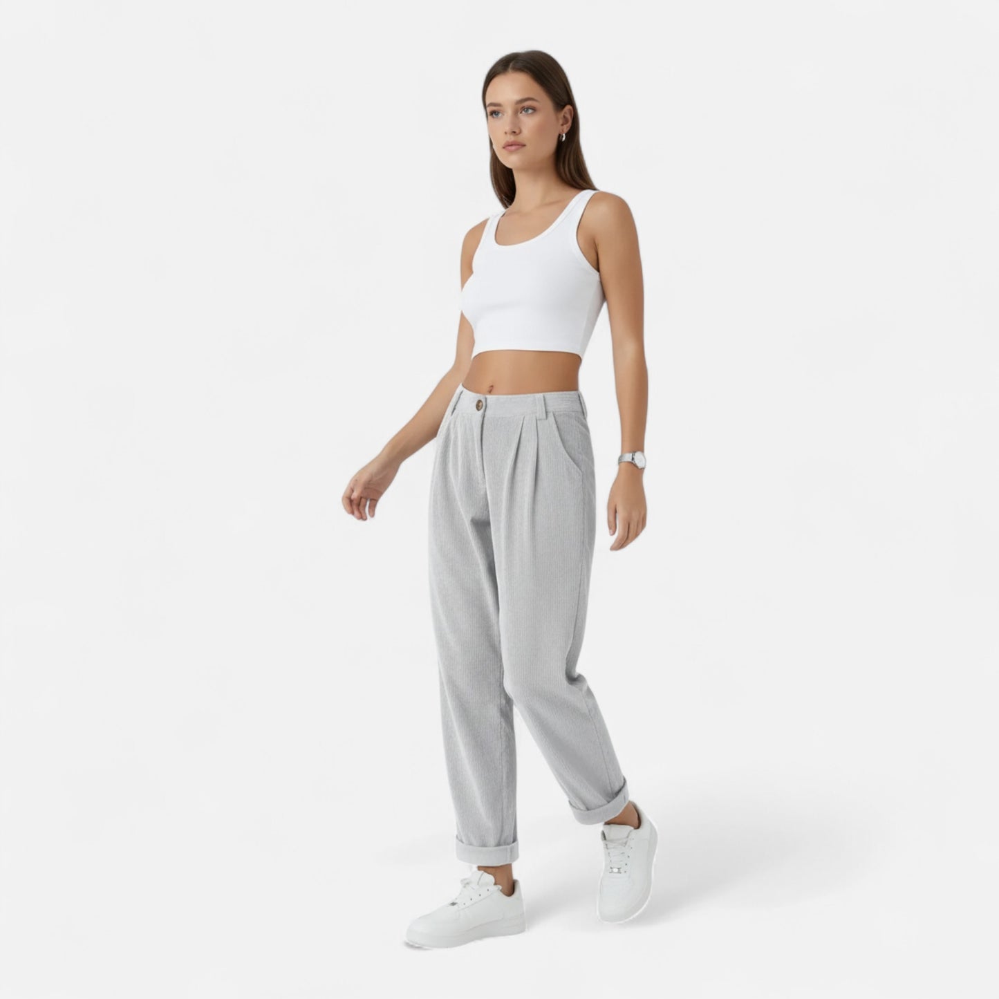 Donlois | Women’s Wide-Leg Pants – Refined Navy Corduroy