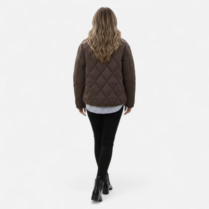 Donlois | Women’s Winter Jacket – Brown with Golden Elegance