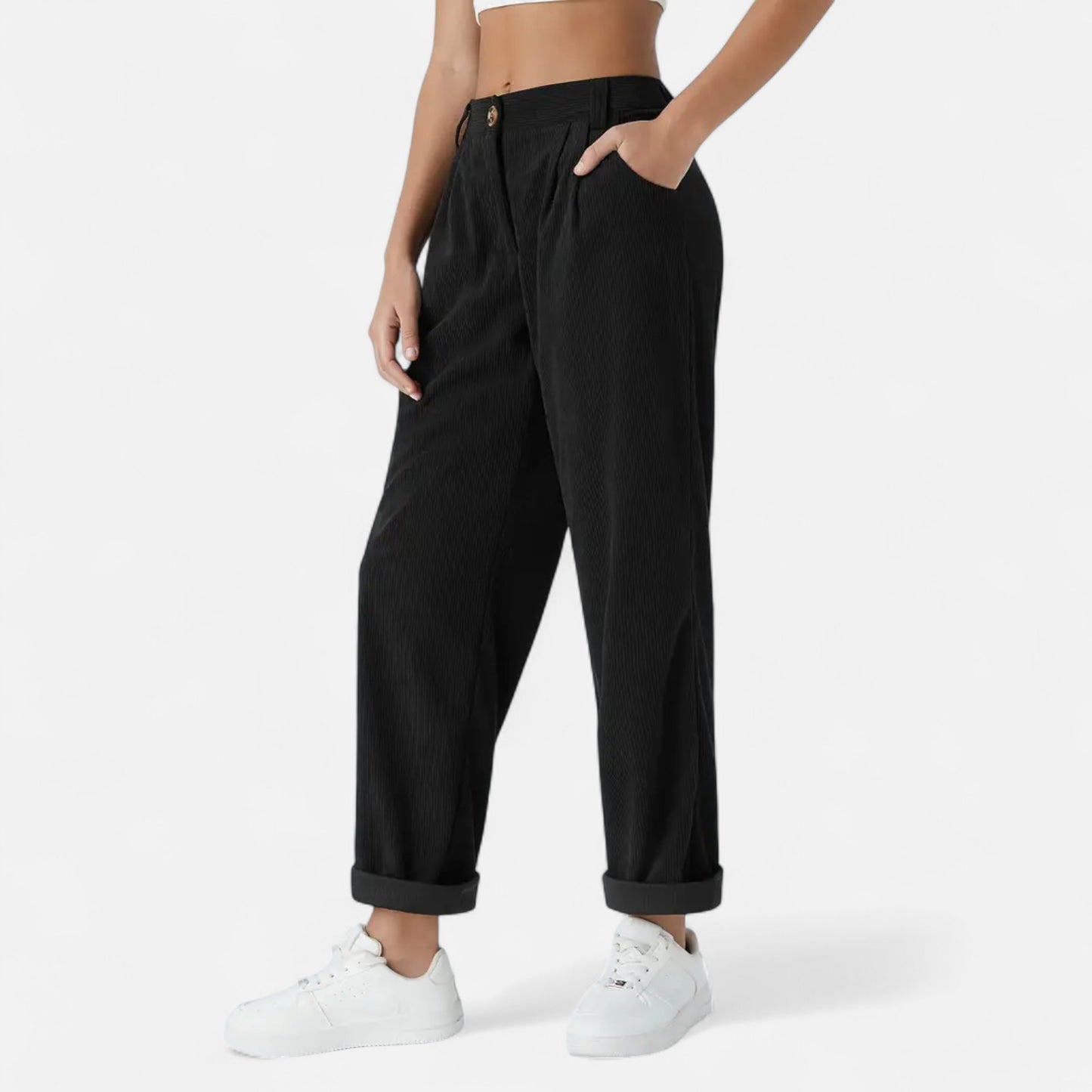 Donlois | Women’s Wide-Leg Pants – Refined Navy Corduroy