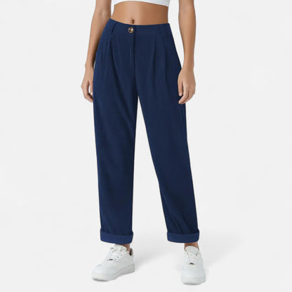 Donlois | Women’s Wide-Leg Pants – Refined Navy Corduroy