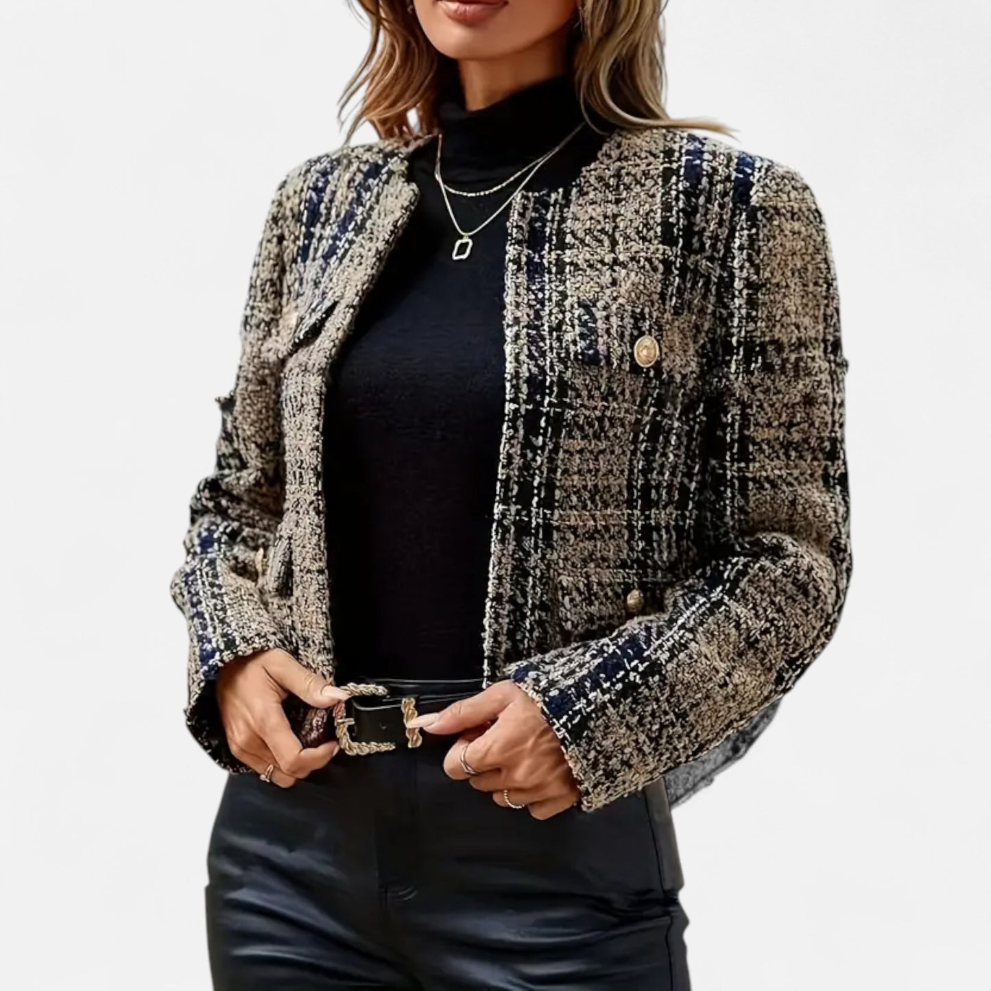 Donlois | Women’s Jacket – Elegant Houndstooth Heritage