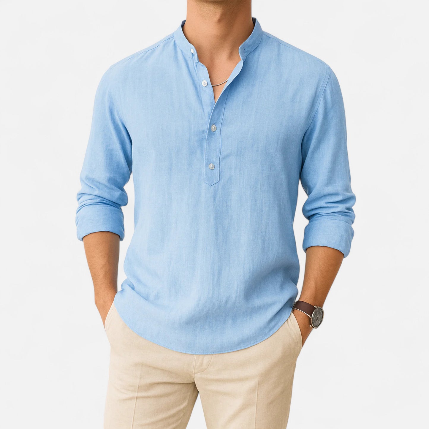 Donlois | Men’s Shirt – Classic Henley Collar Elegance
