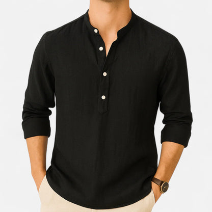 Donlois | Men’s Shirt – Classic Henley Collar Elegance