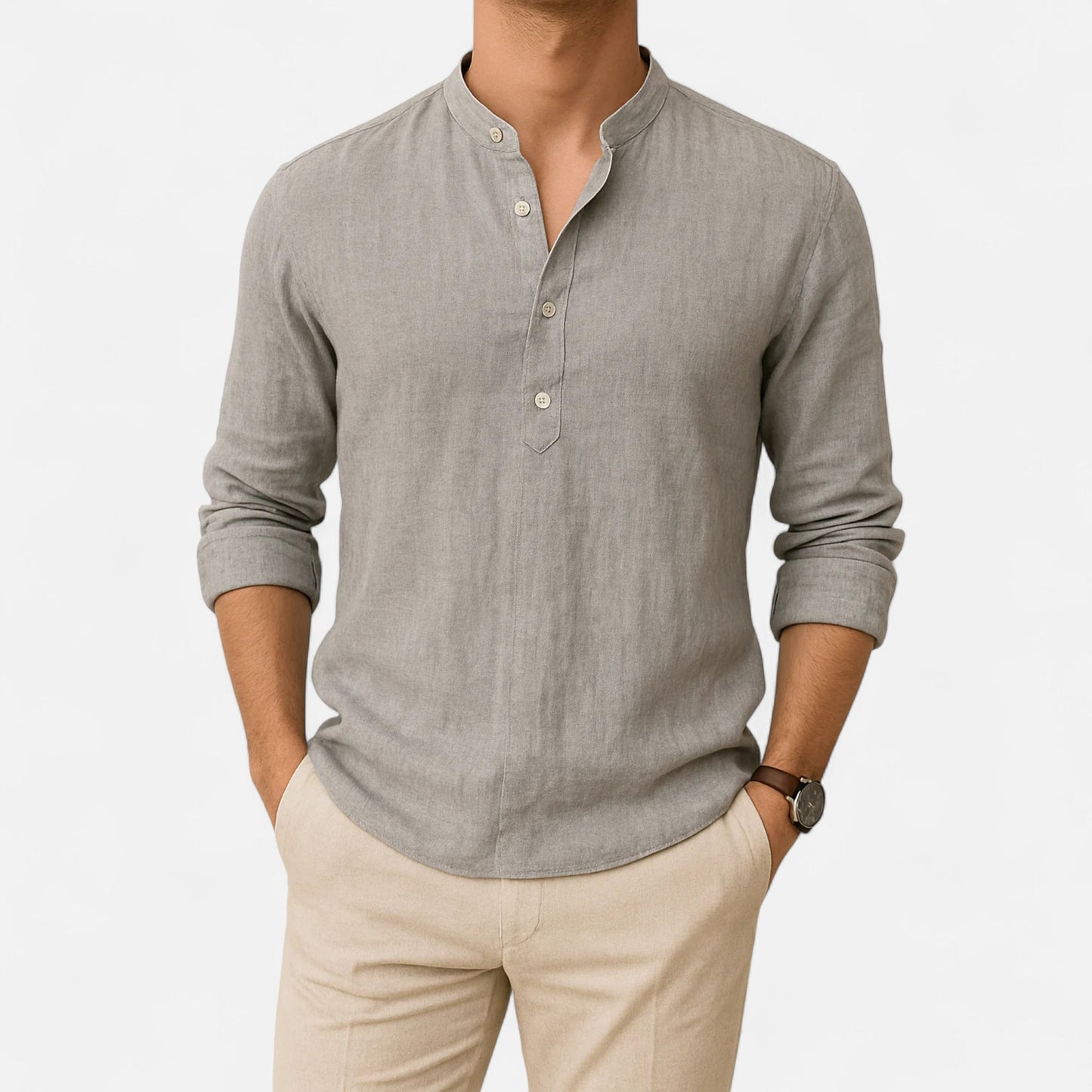 Donlois | Men’s Shirt – Classic Henley Collar Elegance