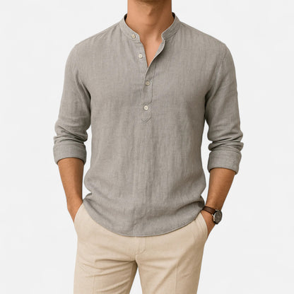 Donlois | Men’s Shirt – Classic Henley Collar Elegance